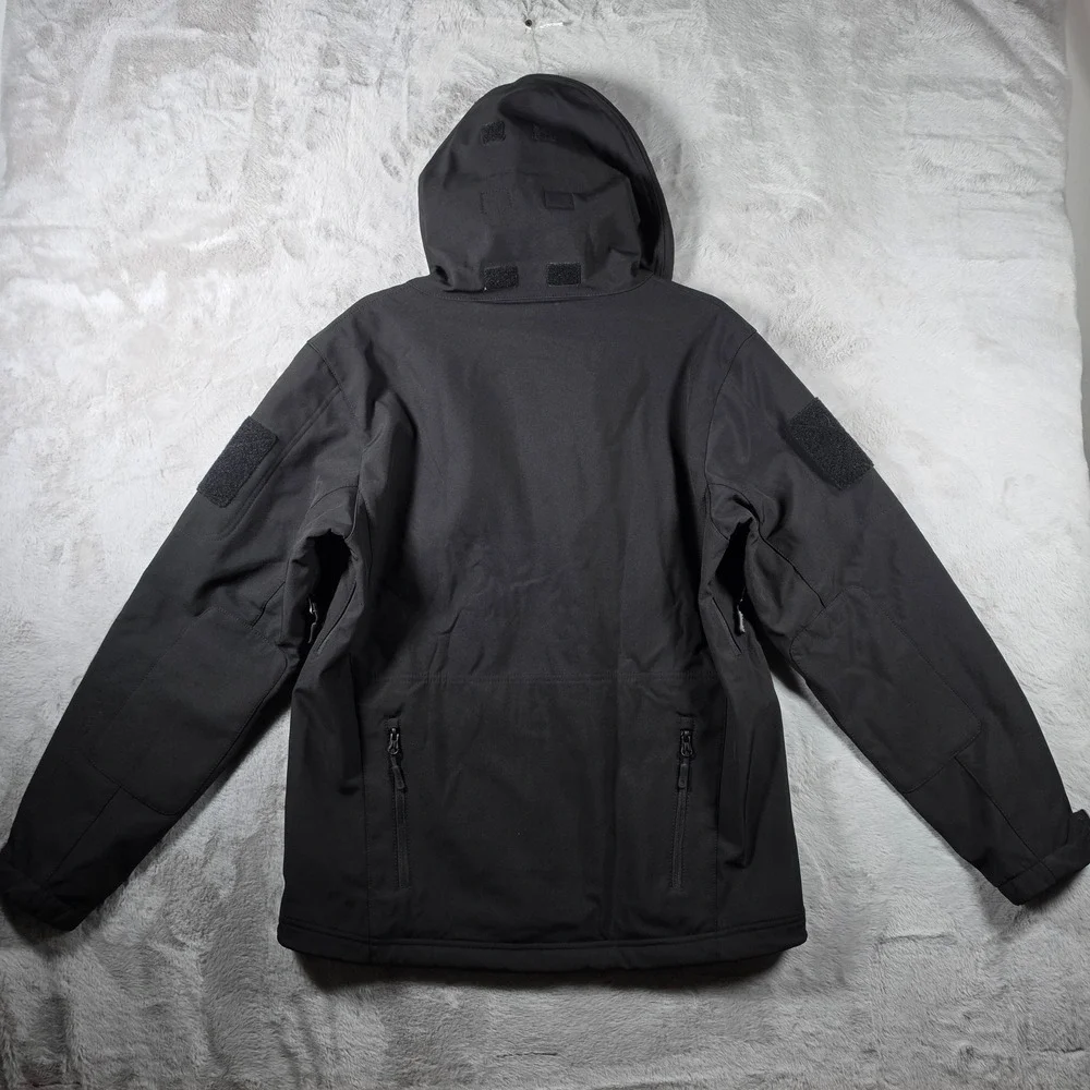 Free Soldier Tactical Softshell Jacket Mens Medium Black‎ Fleece Lined Hooded